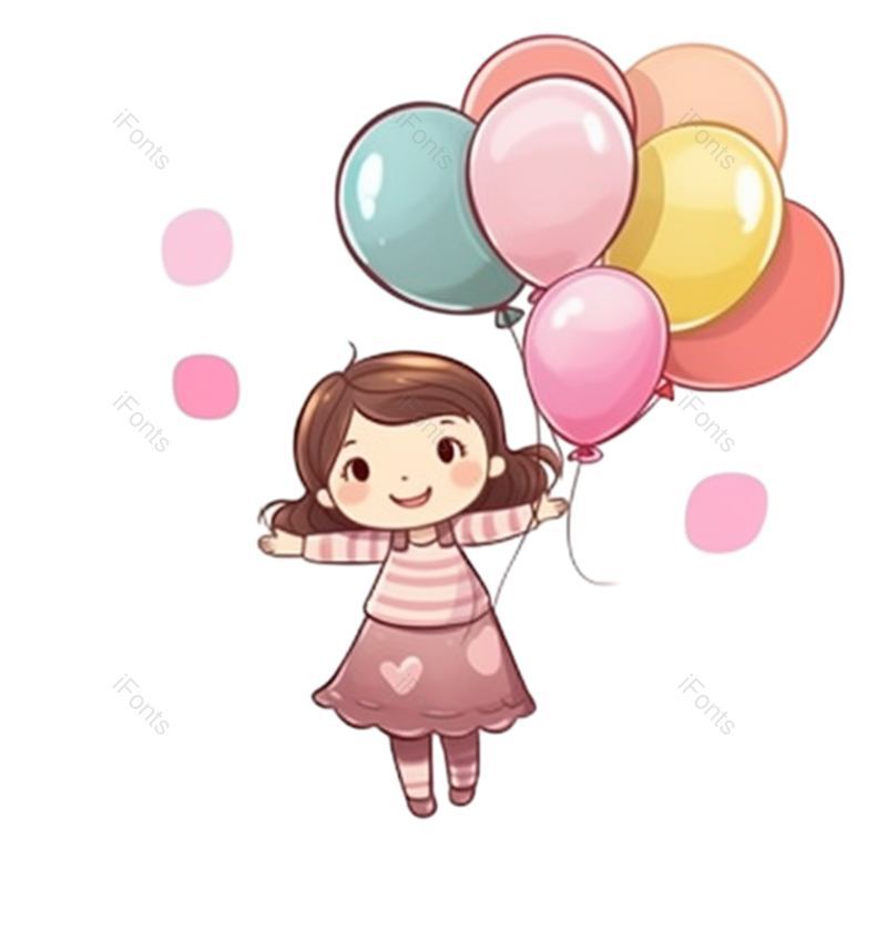 粉色气球图片,儿童元素,卡通人物PNG,快乐免抠素材